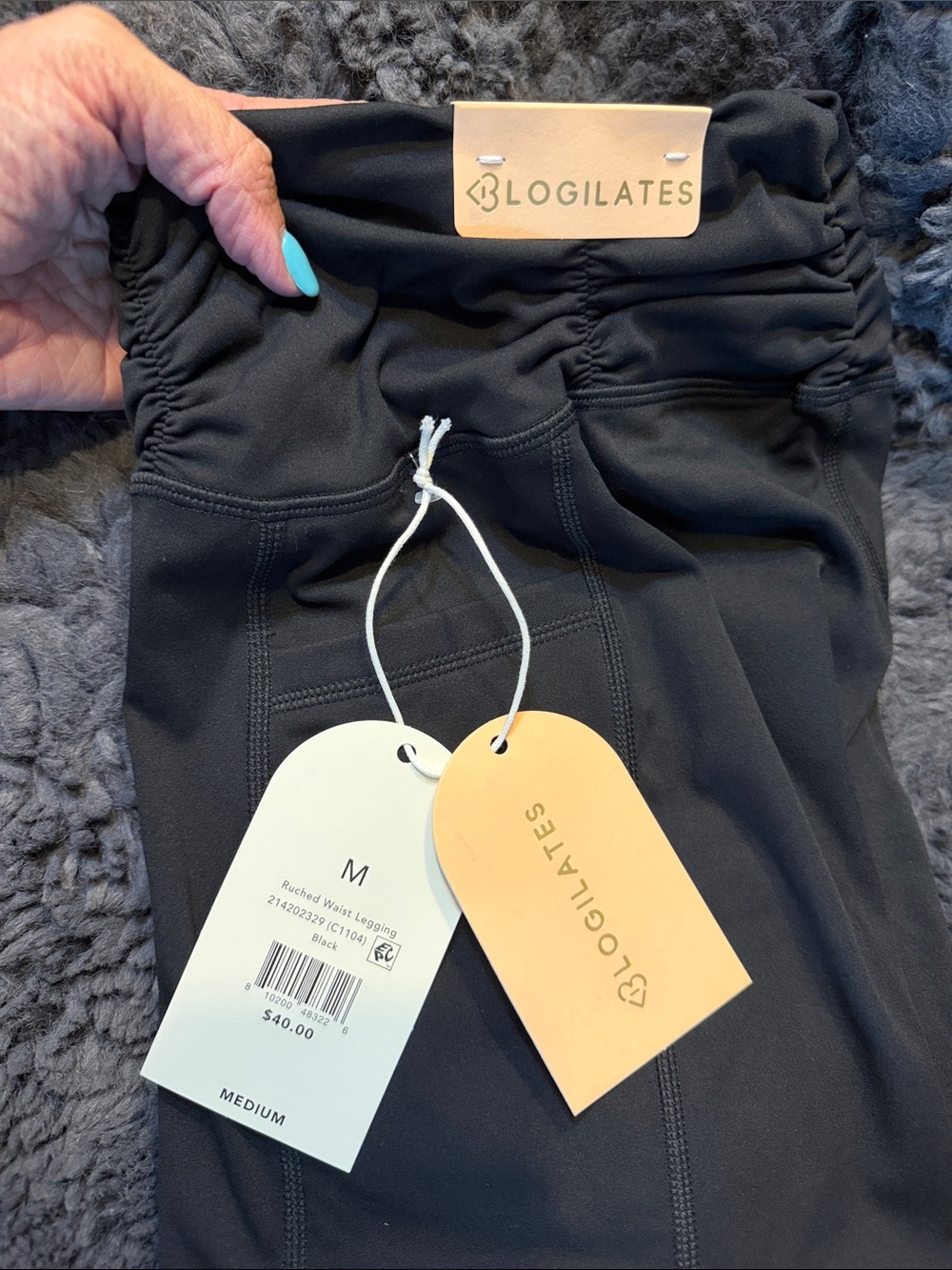Womens Black Ruched Waist Leggings